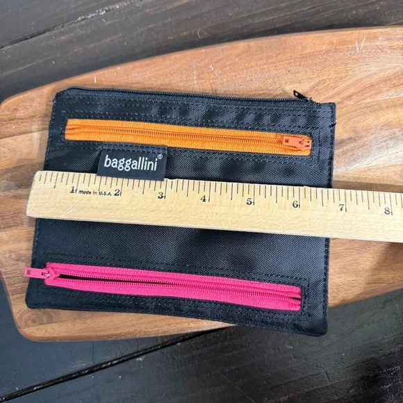 Baggallini Passport and Currency Bag Nylon Zipper Pockets Travel Neon - Picture 5 of 6